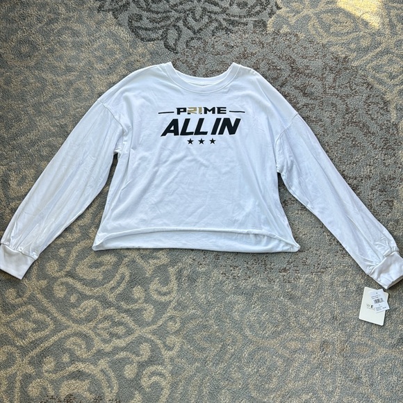 WEAR by Erin Andrews Coach Prime “All In” Long Sleeve T-Shirt White Various Size - Picture 1 of 8